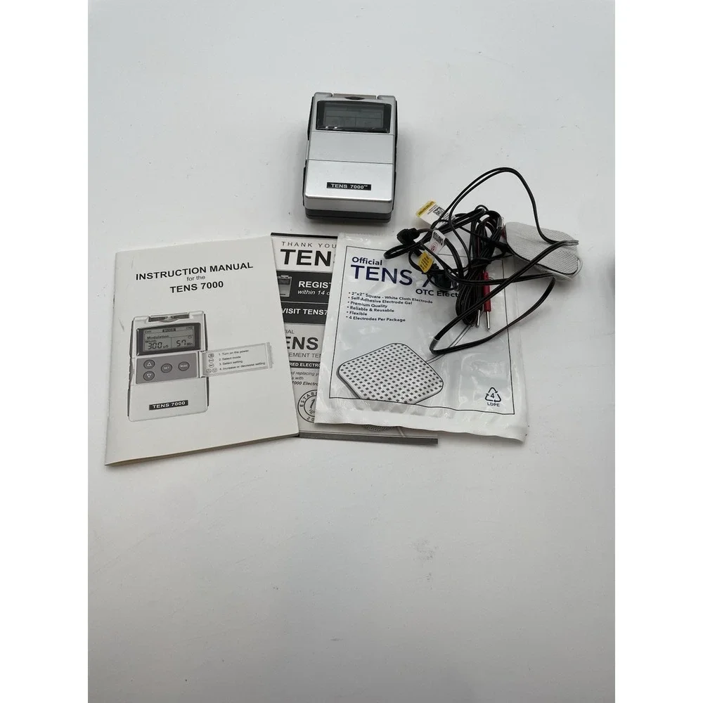 Compas Health Brands TENS 7000 Pain & Muscle Relief Digital Unit +Case + Manuals